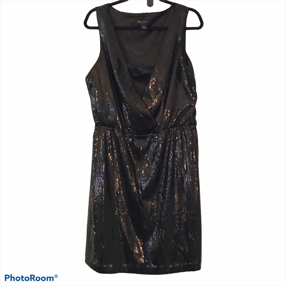 White House Black Market Sequin Black Dress 12